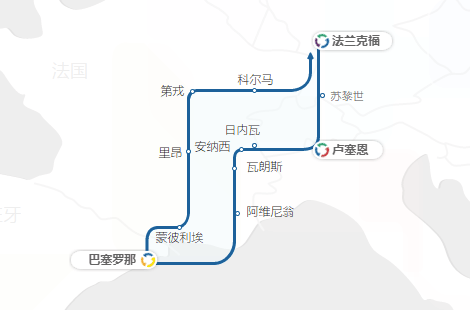 巴塞南法循環線動態路線圖