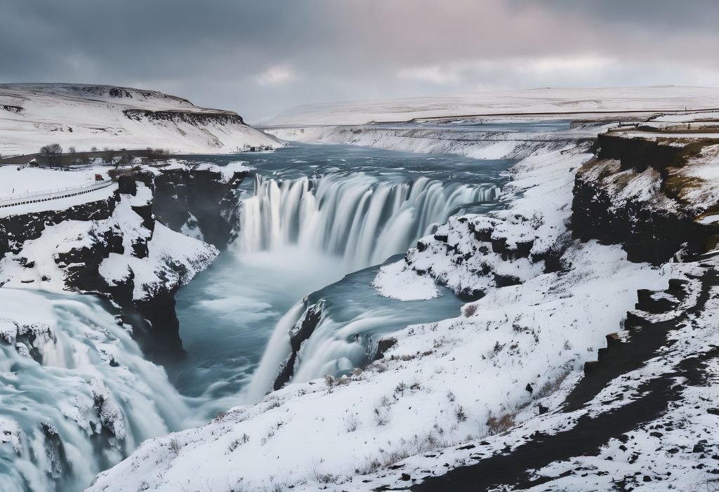 冰島 Gullfoss 黃金瀑布冬季景觀，一生一次的蜜月目的地