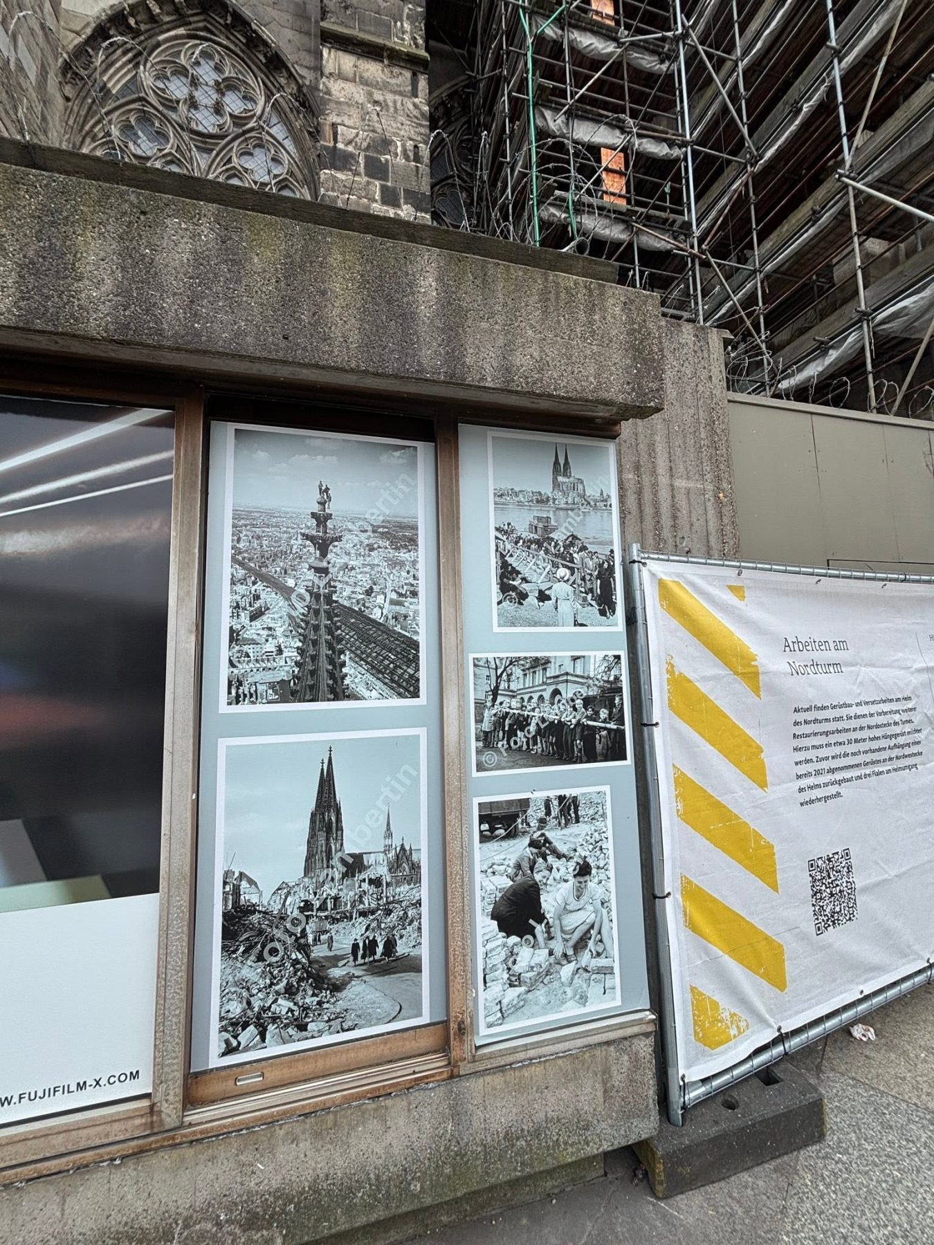 科隆大教堂北塔 Arbeiten am Nordturm 修復告示與歷史照片展示