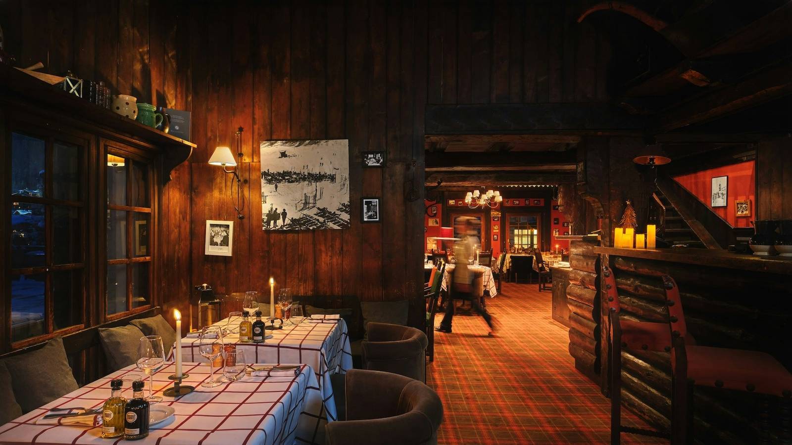 Airelles Val d'Isère La Grande Ourse 木造餐廳