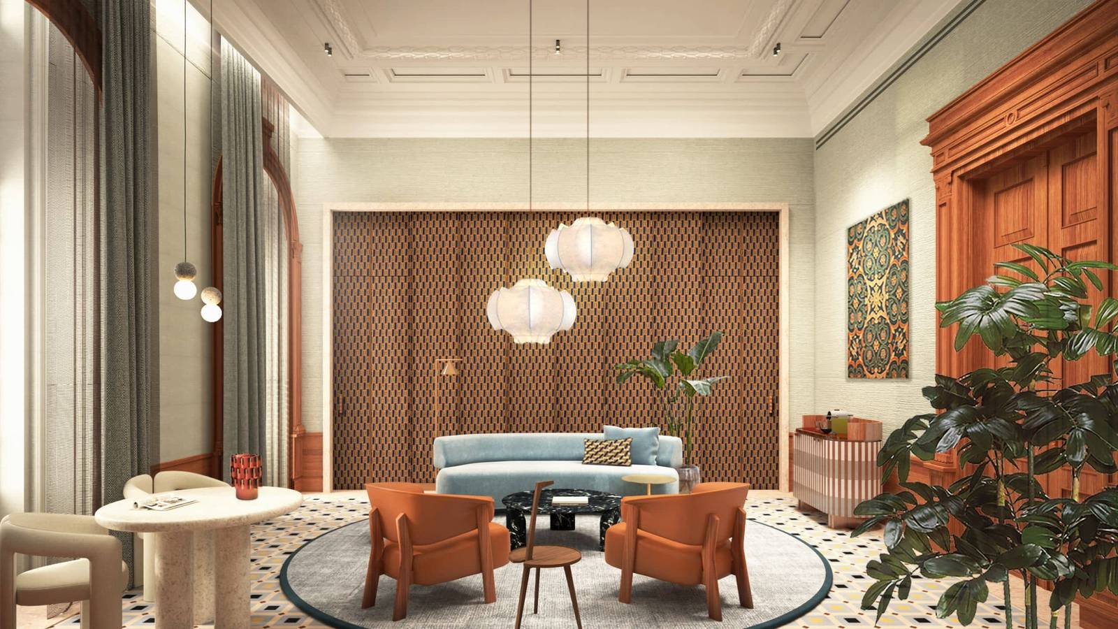 里斯本 Andaz Lisbon Loft Suite 挑高起居區