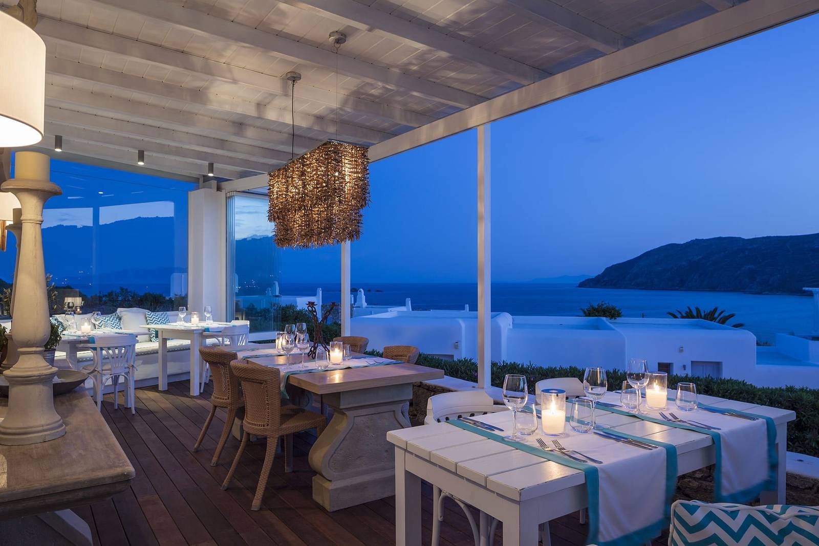 米克諾斯 Archipelagos Hotel 餐廳海灣景露台