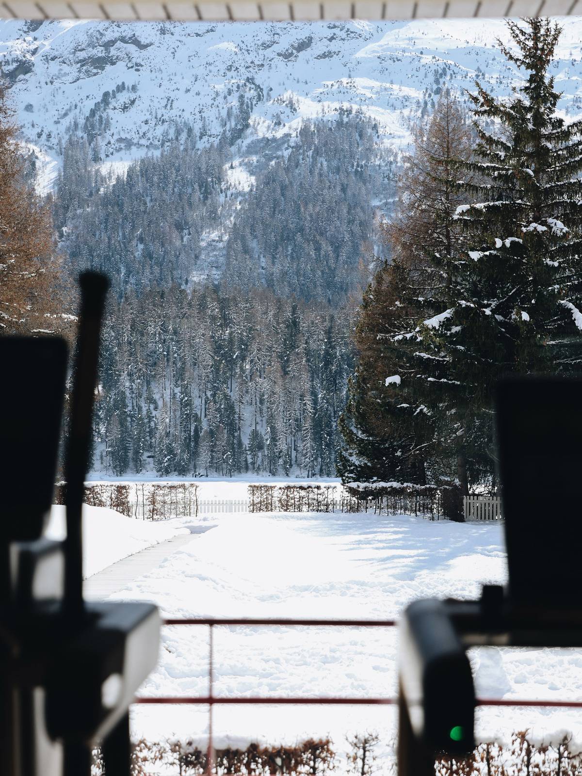 聖莫里茲 Badrutt's Palace Hotel 健身中心窗外雪景