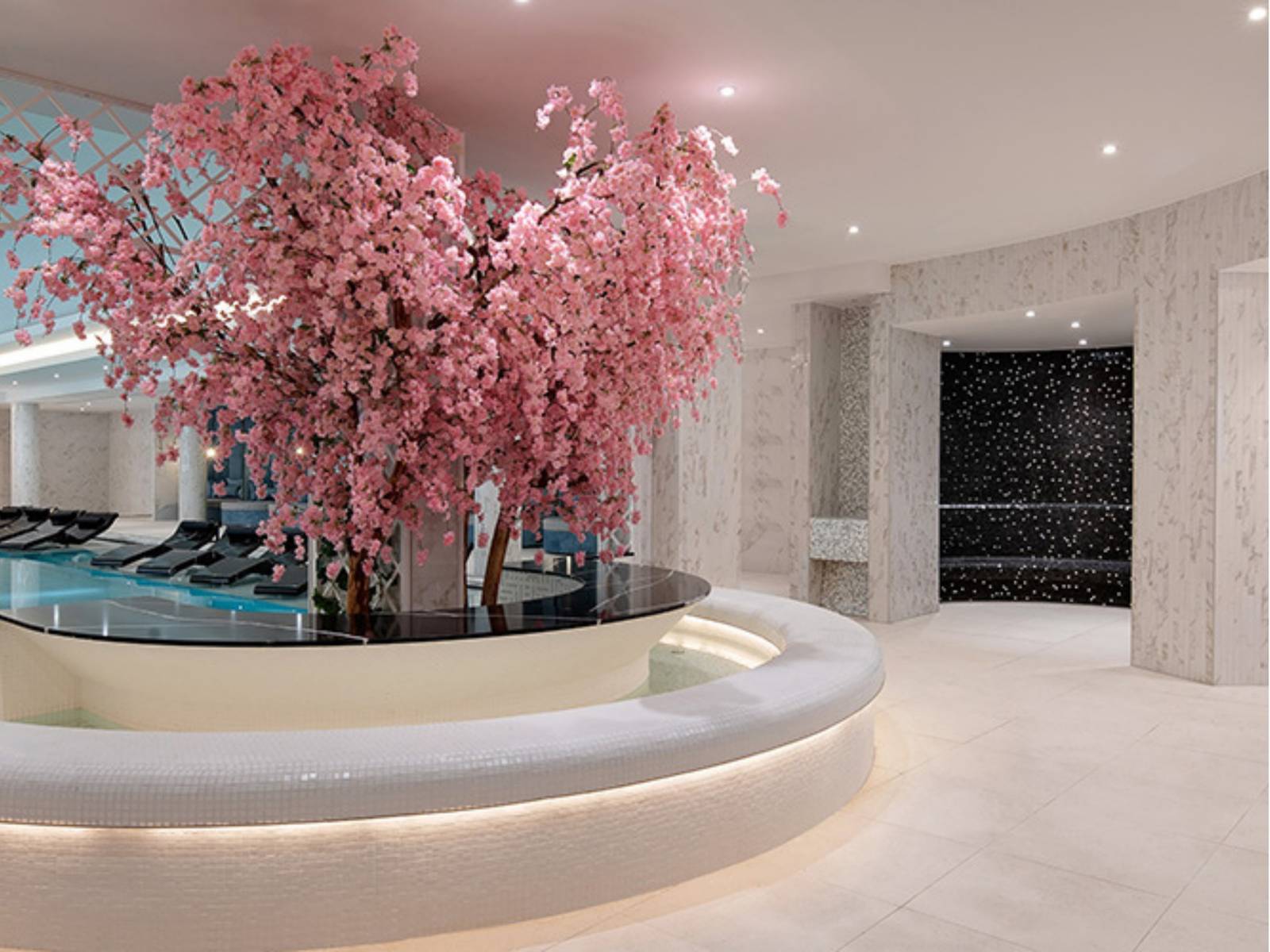 溫莎 Fairmont Windsor Park Spa 櫻花樹旁的水療池