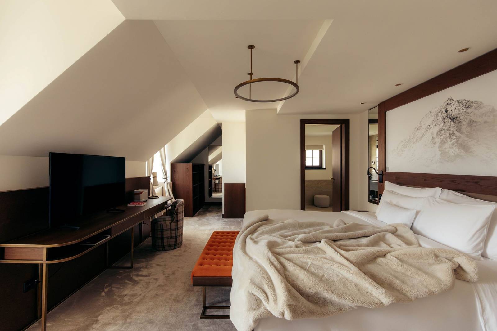 聖莫里茲 Grace La Margna 酒店 La Margna Panoramic Suite 臥室