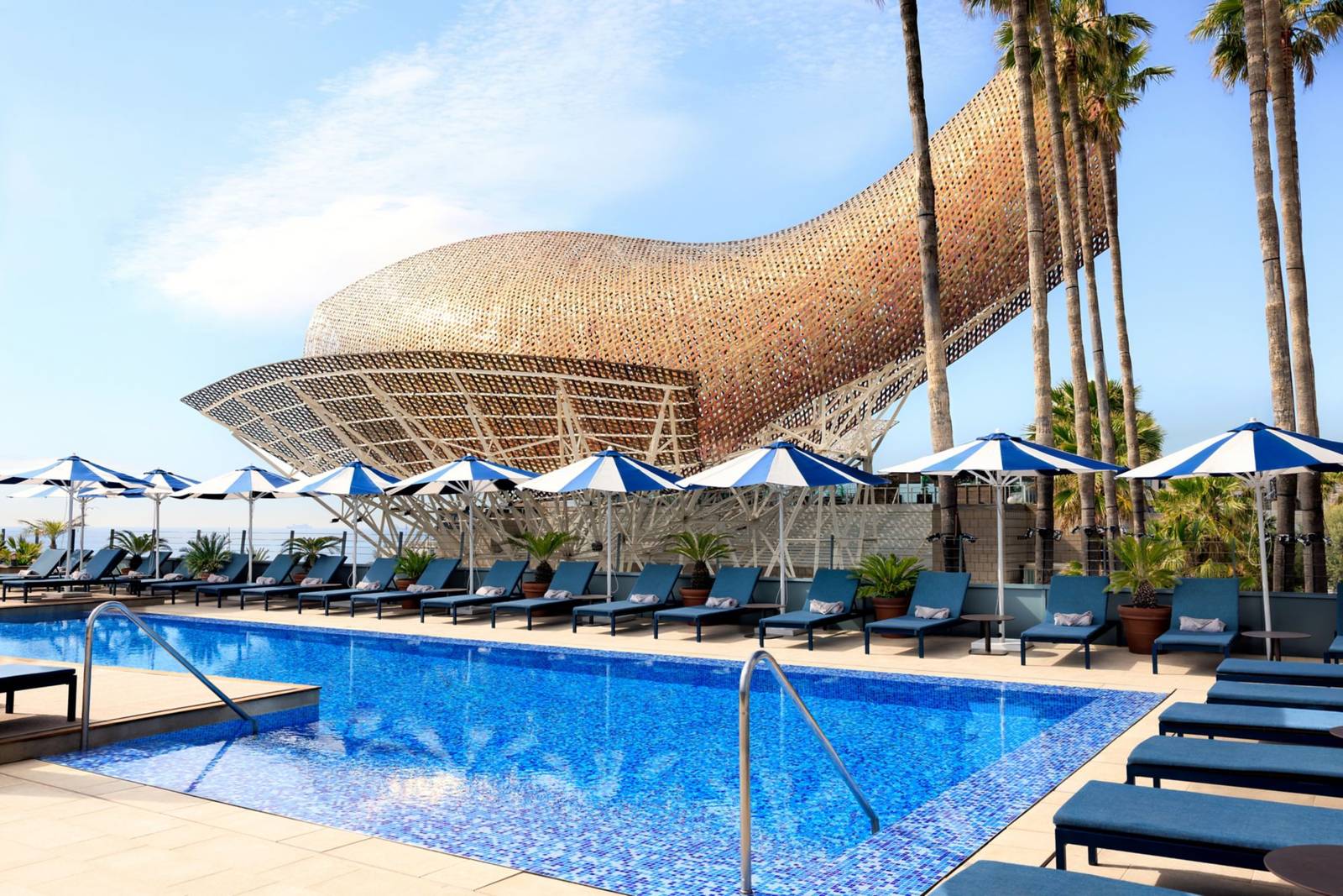 Hotel Arts 家庭泳池與 Peix 魚雕塑
