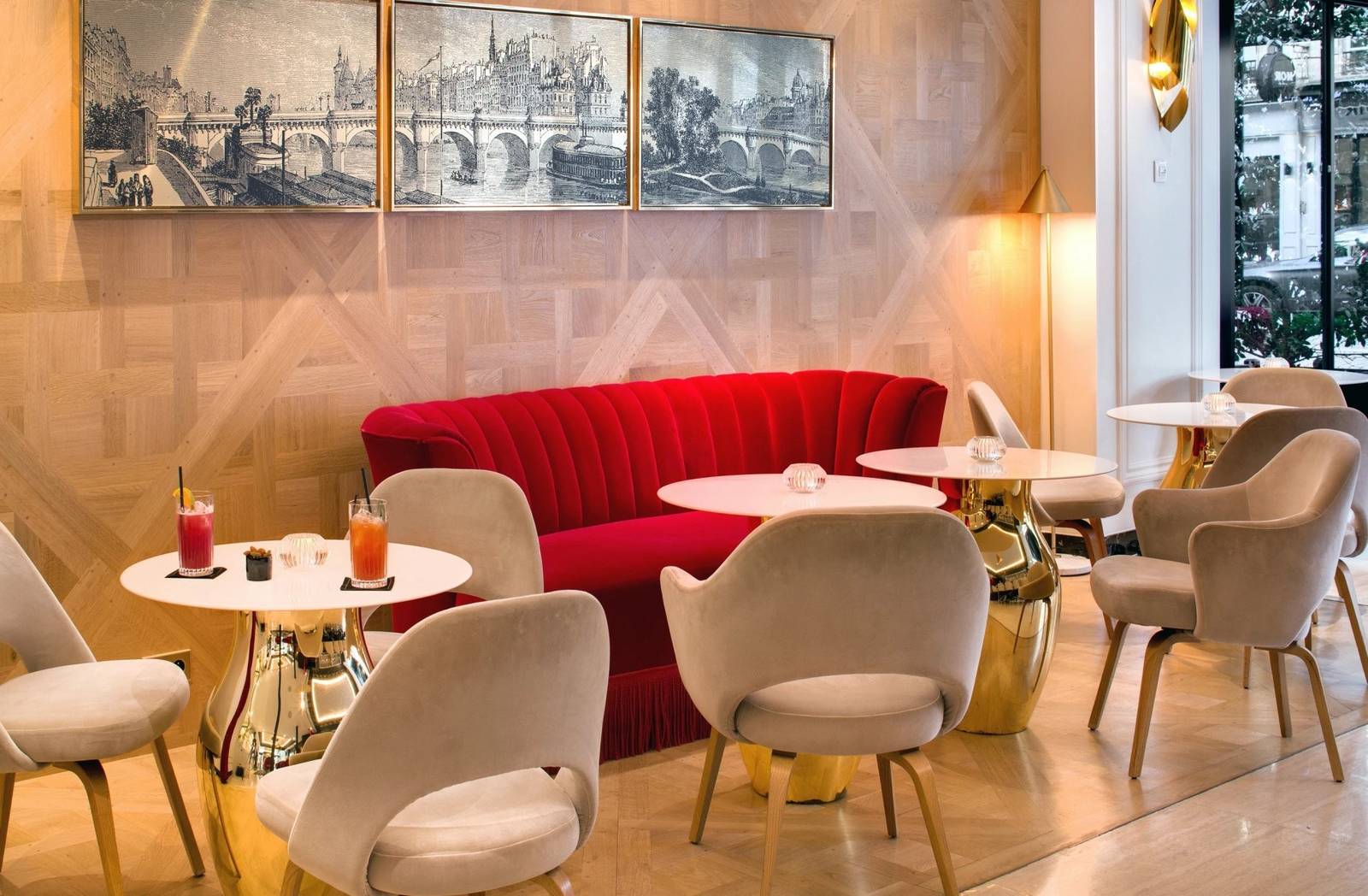 巴黎 Hotel Bowmann 99 Haussmann 酒吧紅色絲絨沙發區