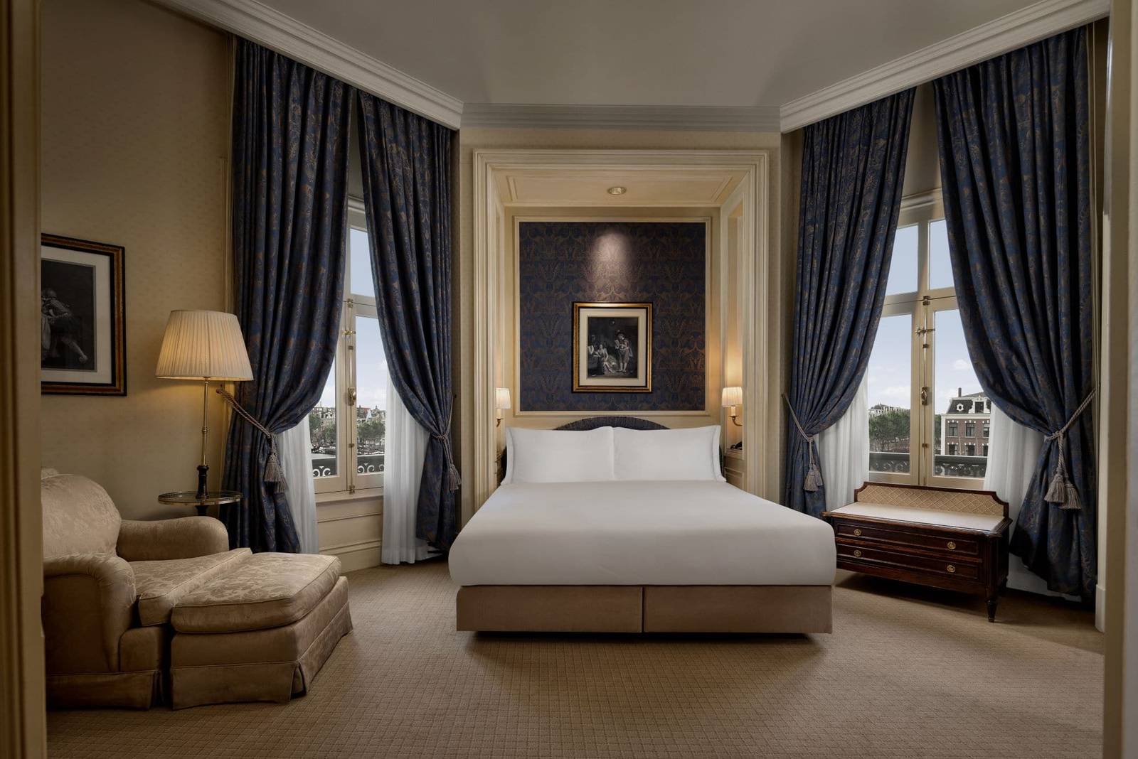 阿姆斯特丹 InterContinental Amstel Amsterdam King Suite 河景臥室