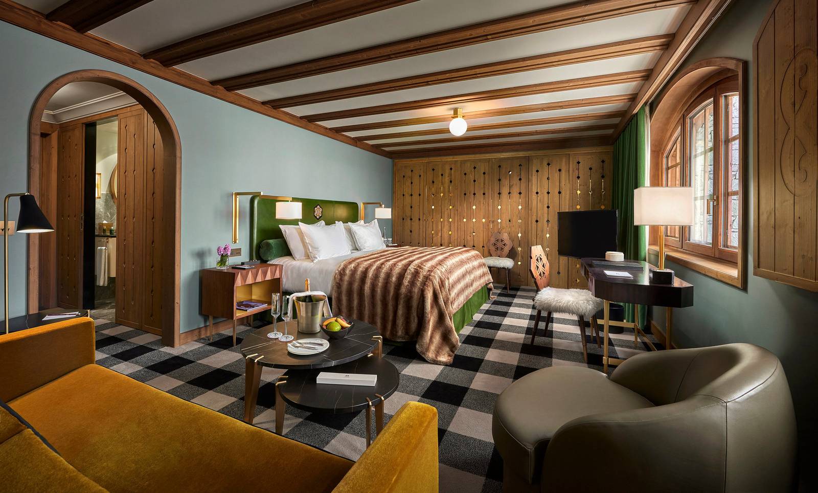 L'Apogée Courchevel Junior Suite 起居區與床