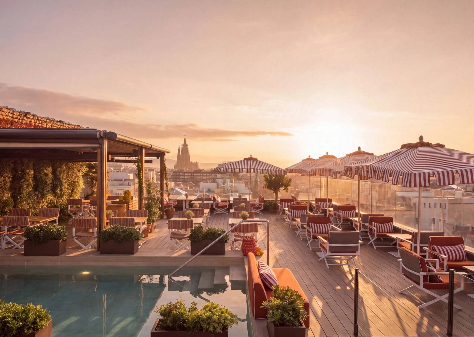 Majestic Hotel & Spa 頂樓 La Dolce Vitae 露台與城市天際線