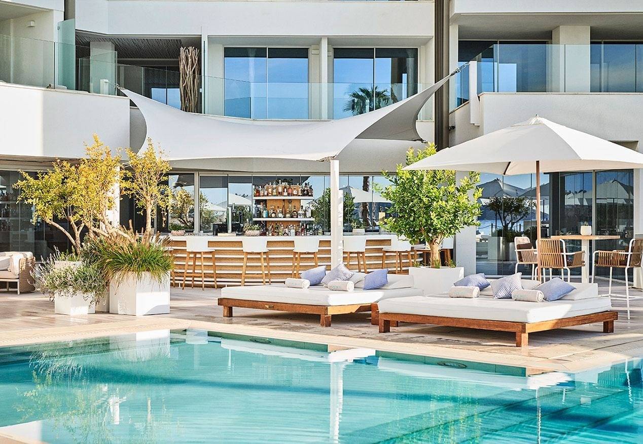 伊維薩島 Nobu Hotel Ibiza Bay家庭泳池與涼亭