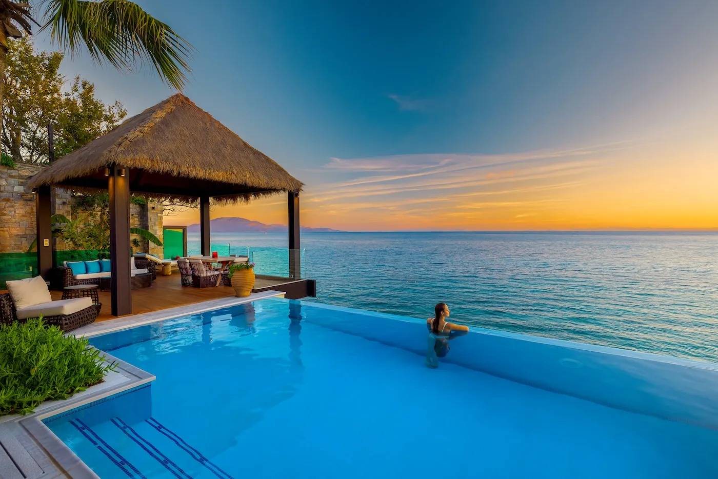 Porto Zante Villas & Spa 別墅無邊際泳池與夕陽海景