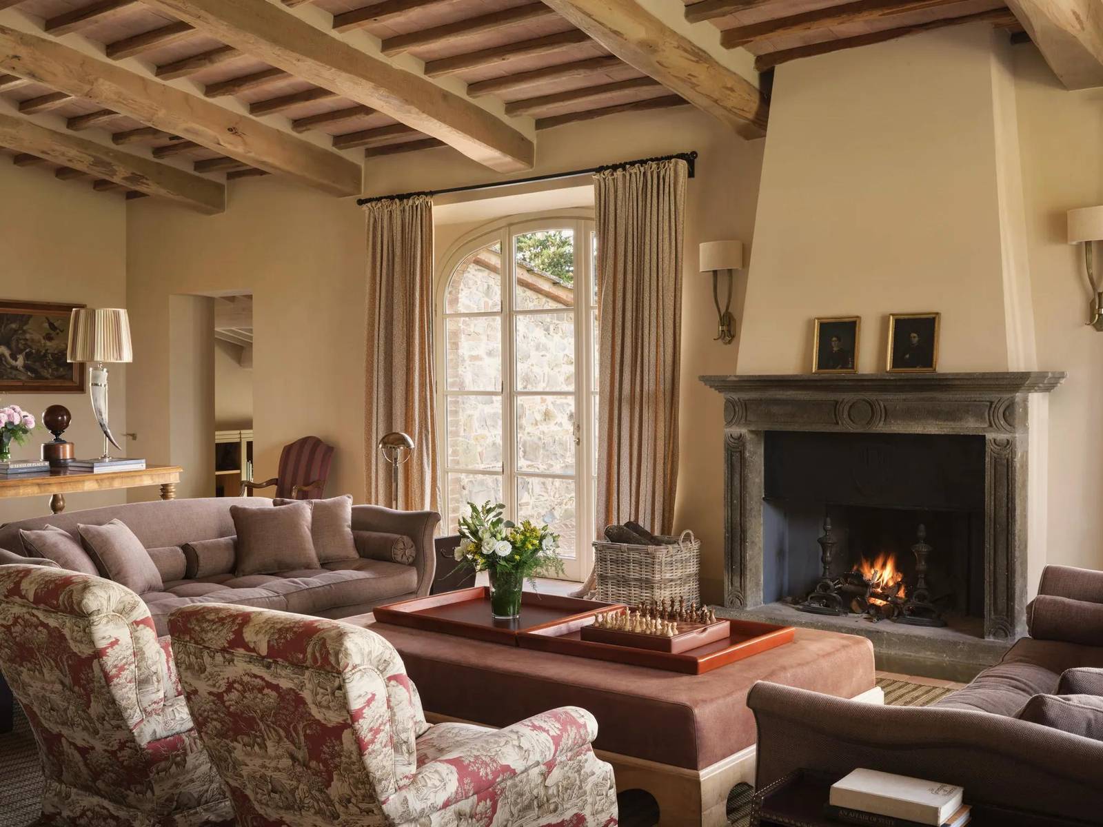 Castiglion del Bosco Villa Sant'Anna 壁爐起居室