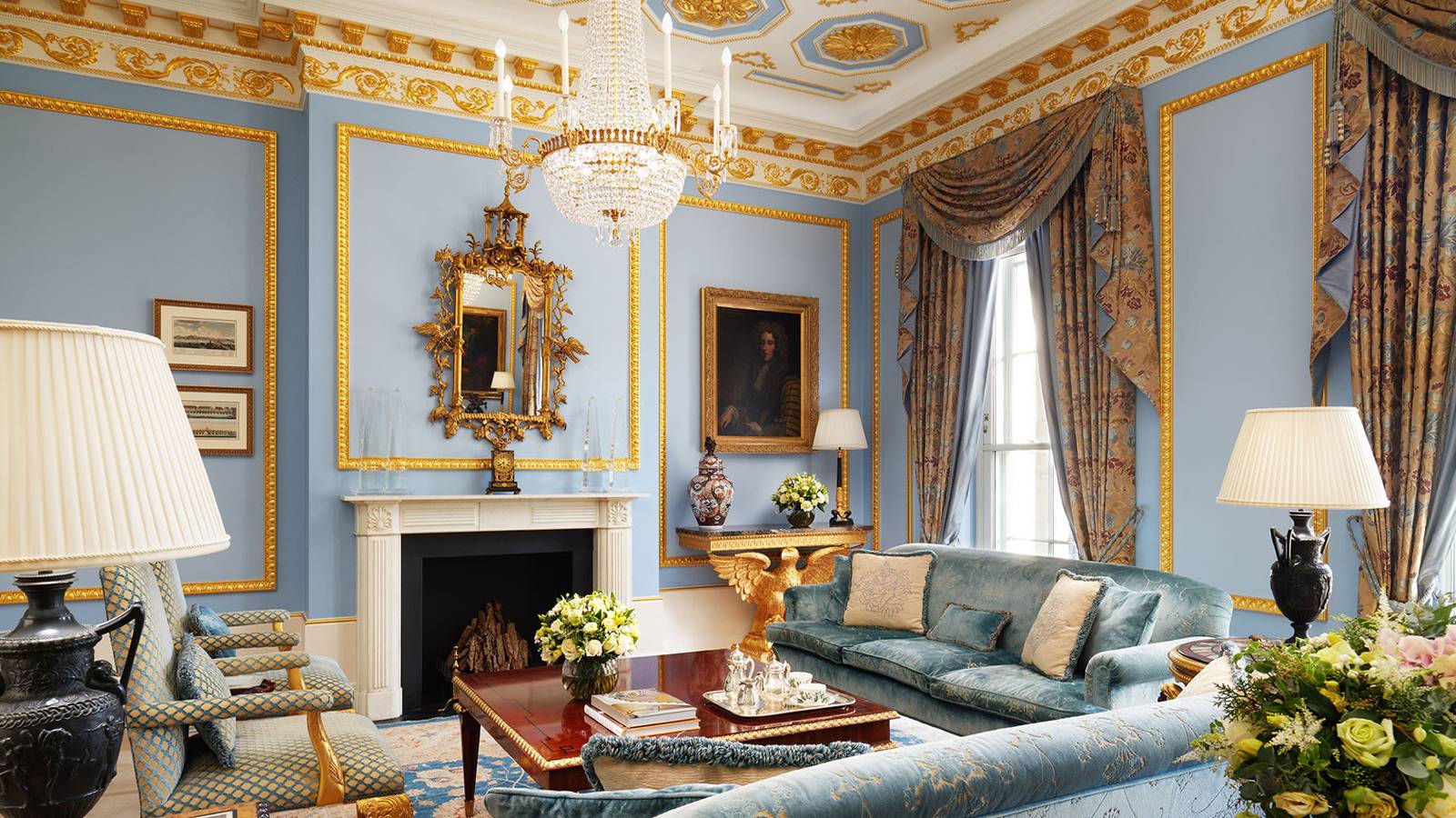 The Lanesborough Royal Suite 起居室與壁爐