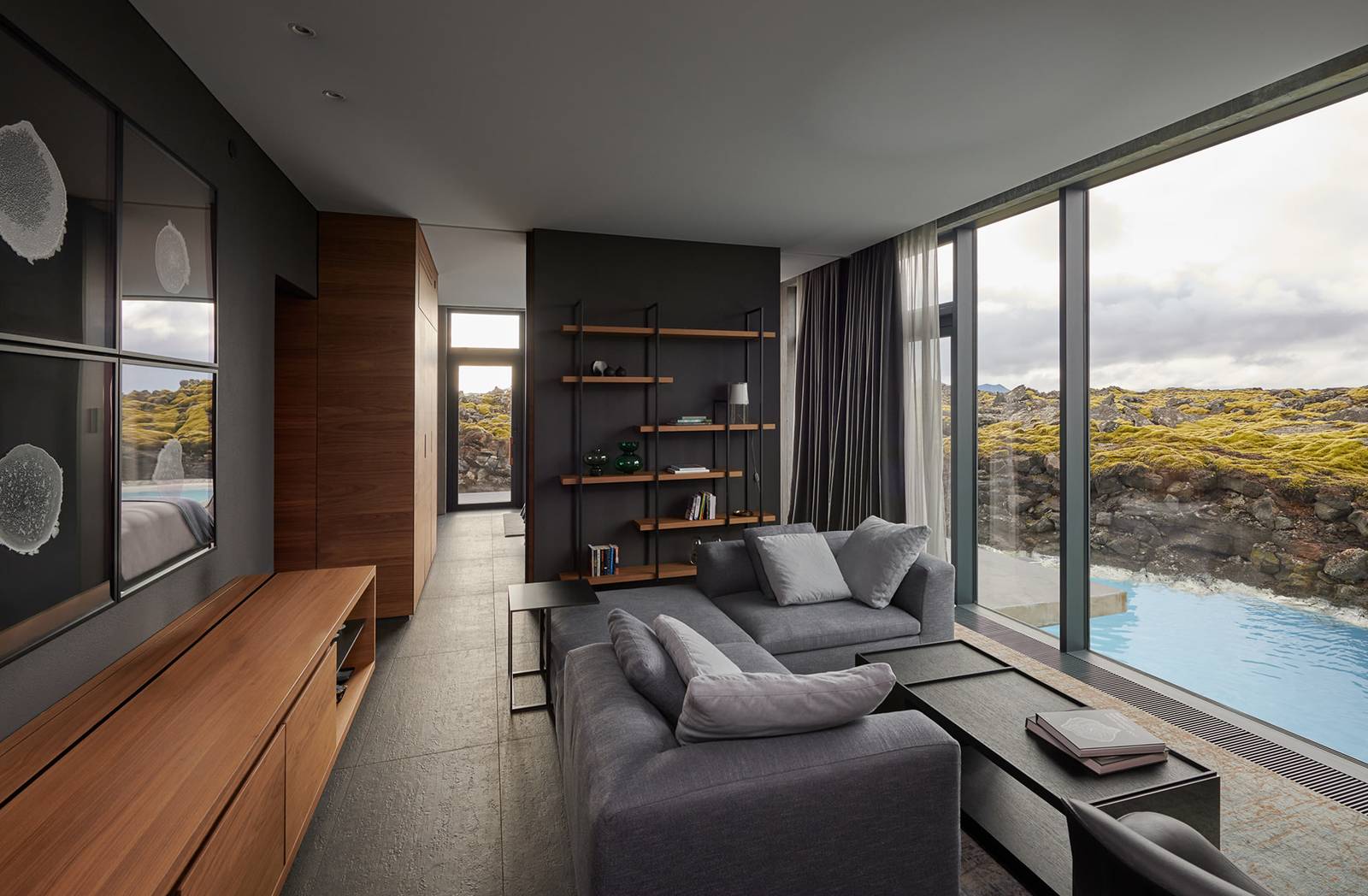 The Retreat at Blue Lagoon Lagoon Suite 起居區與潟湖景觀