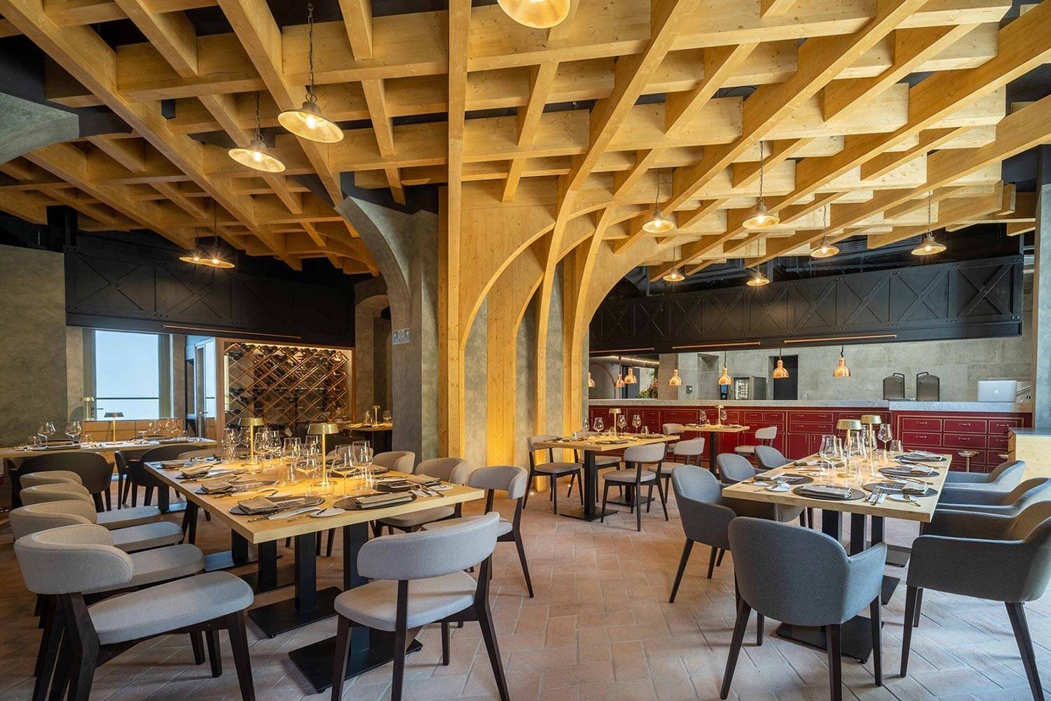 Villa Petriolo PS Ristorante 木格天花板餐廳