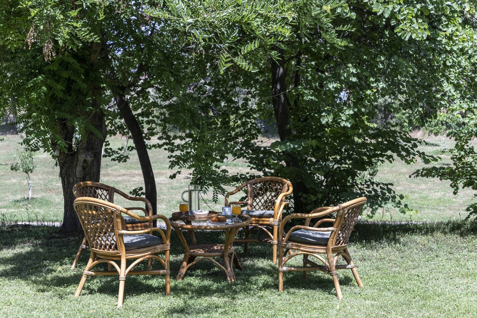 梅特歐拉 Amalia Hotel Meteora 樹蔭下的庭園座椅