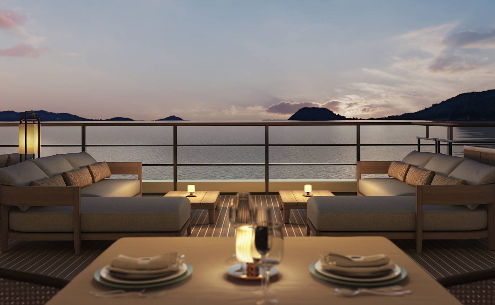 Amangati Aman Grill 戶外露台座位與黃昏海景