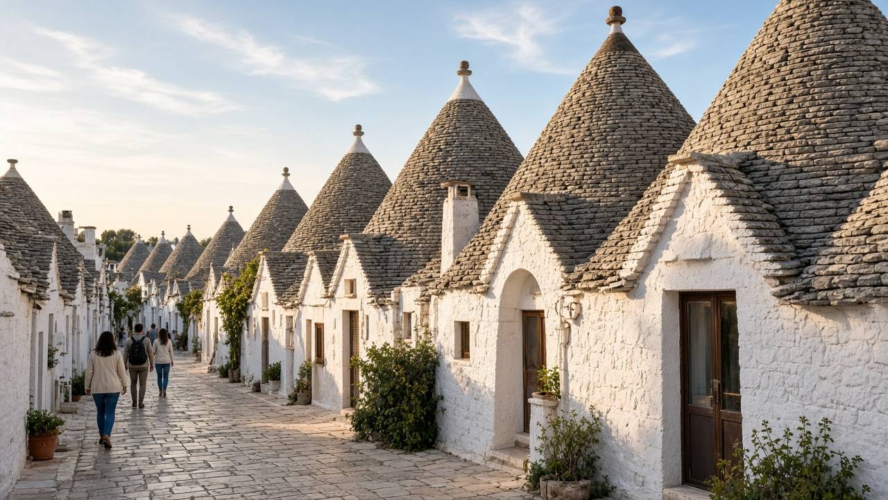 阿爾貝羅貝洛的蘑菇屋（trulli）石板巷弄