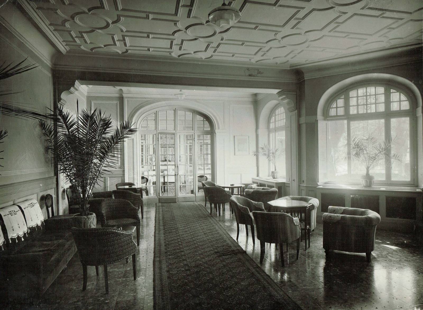 杜林 Grand Hotel Sitea 早年大廳的黑白歷史照片