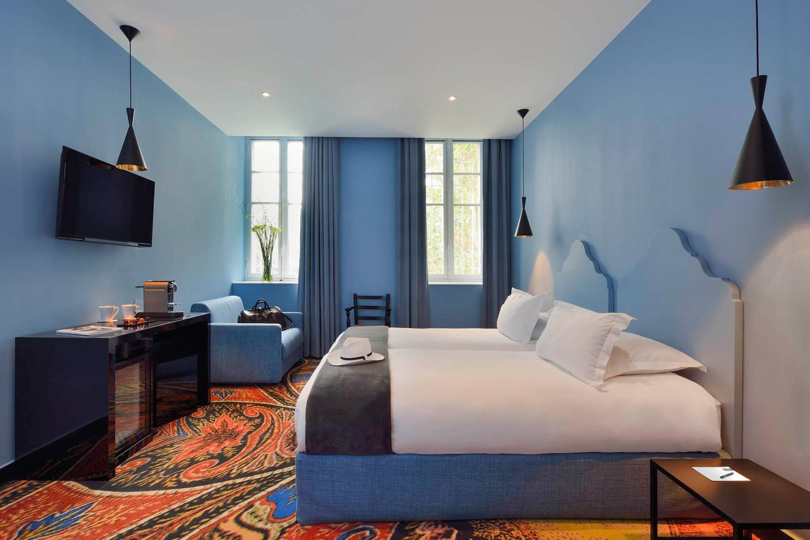 阿爾勒 Hôtel Jules César 藍色調客房
