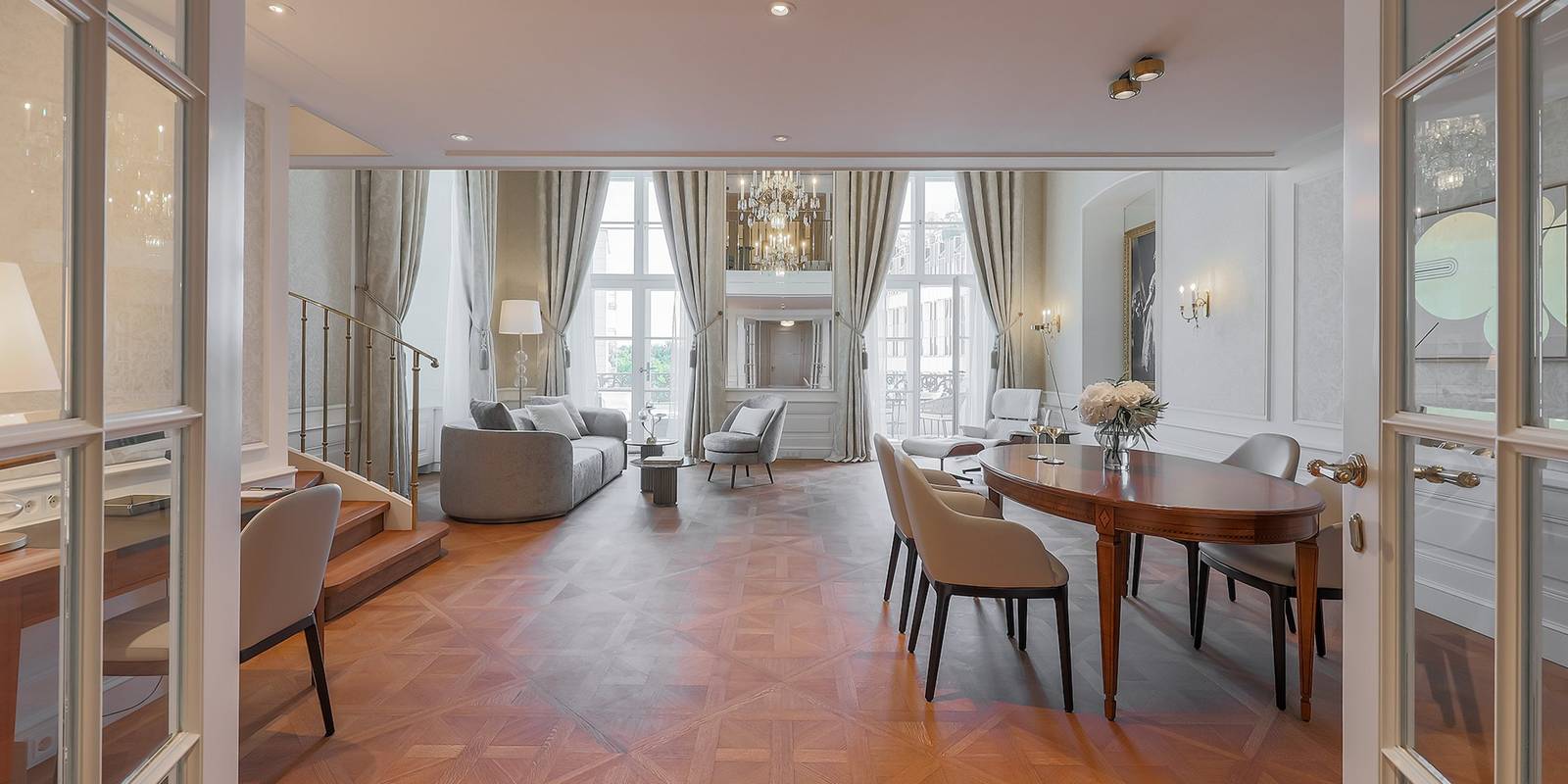 Palais Coburg 204 號 Gallery Suite 起居與餐桌區