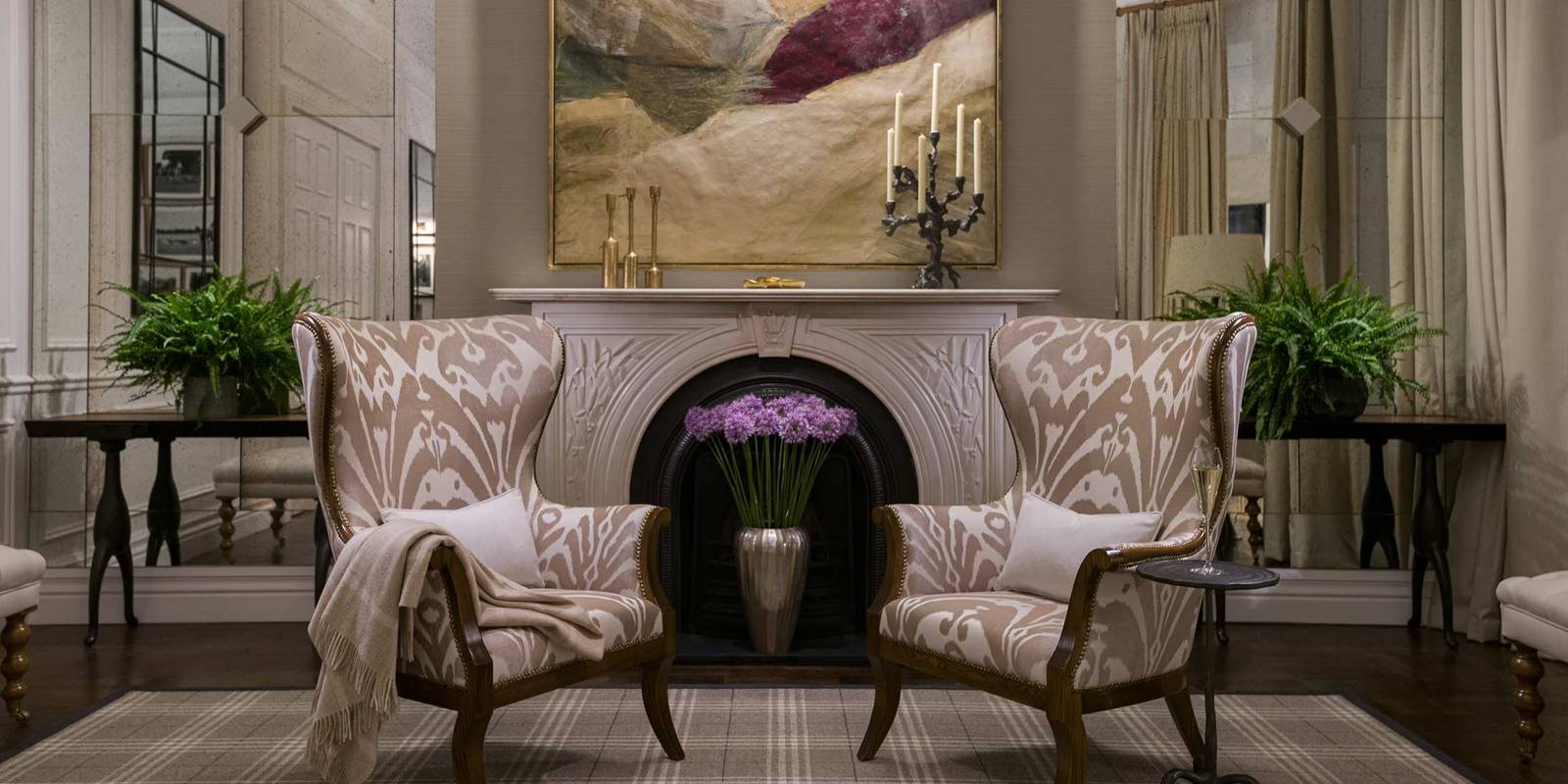 倫敦 The Adria Polo Lounge 壁爐座位區